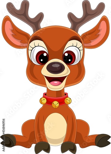 Cartoon cute baby deer sitting