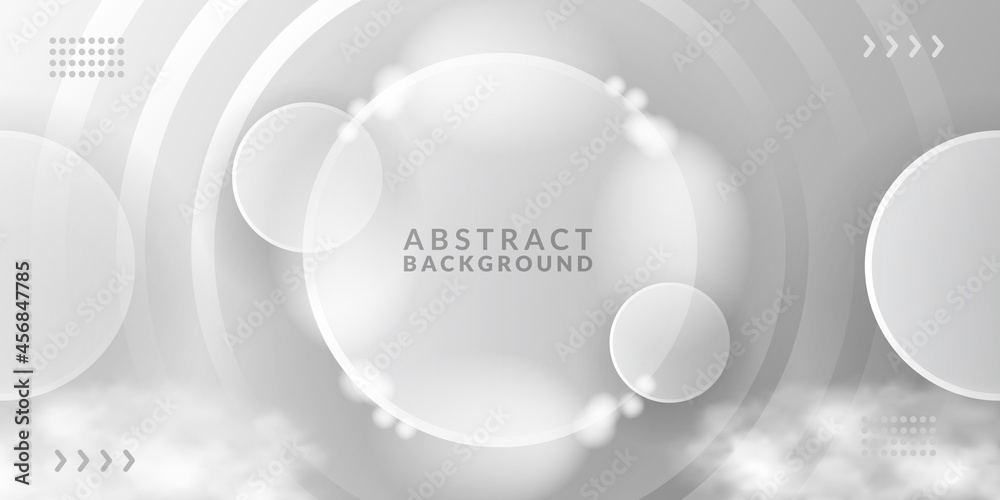 Elegant luxury abstract circle glass transparent white space background decoration template