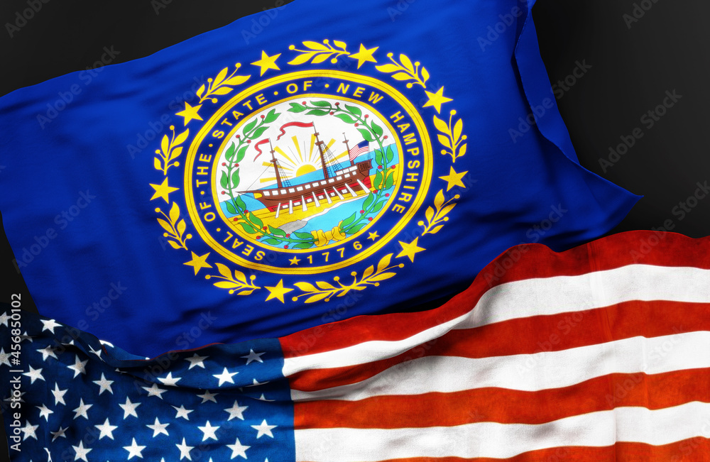 Flag of New Hampshire along with a flag of the United States of America ...
