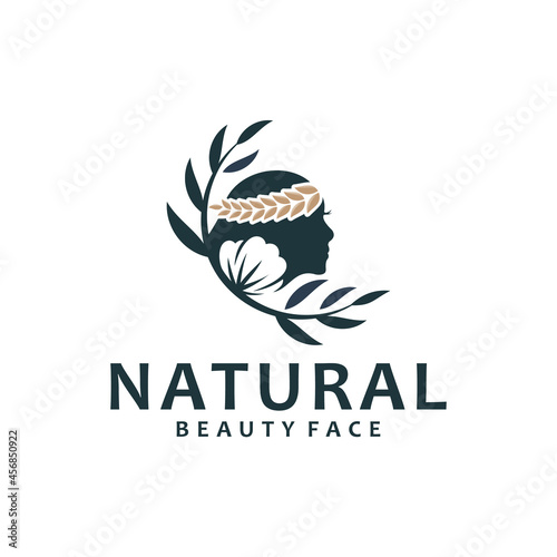 natural beauty face , logo template