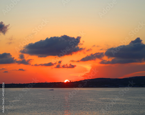 Beautiful sunset photo on the sea