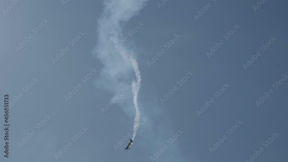 Overhead flying aircraft. Aircraft in formation during an aerobatics ...