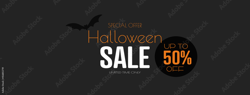 Fototapeta premium Halloween sale banner. Modern minimal design for Sales. Flat vector illustration.