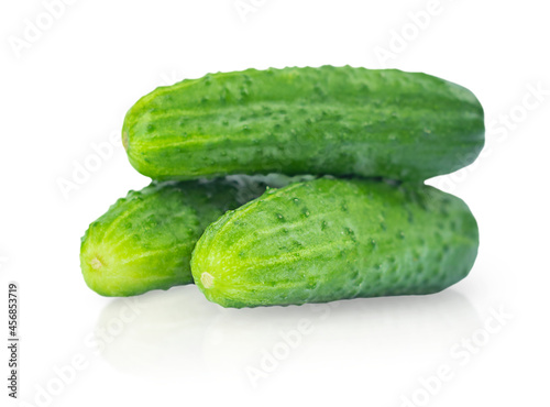 Three Green Cucumbers Vegetable Isolated