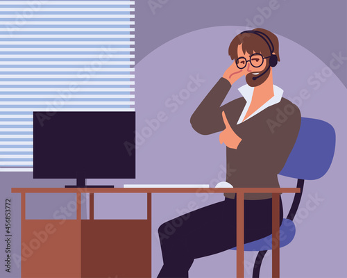 assistant man with headset