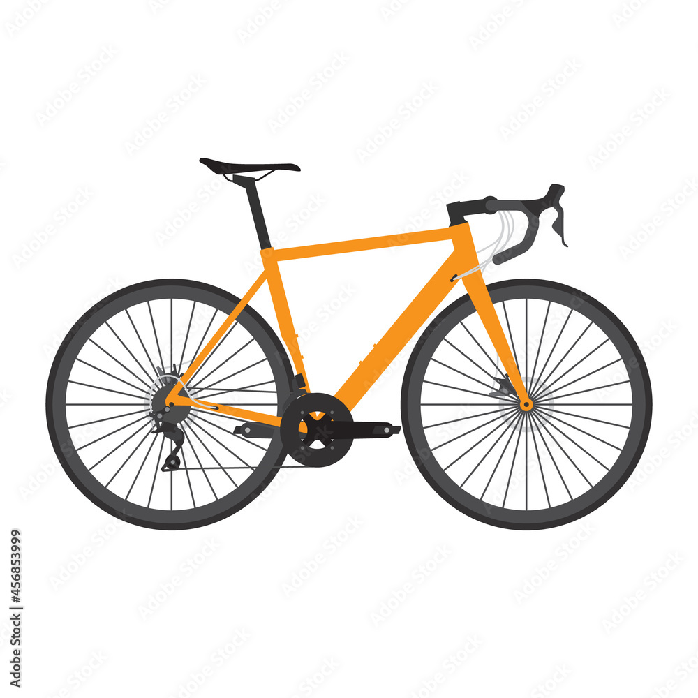 road bike vector, race bicycle with orange color illustration, isolated on white background