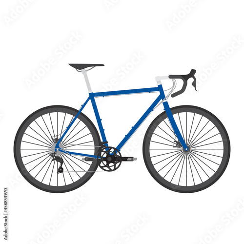 bicycle with blue color, road bike illustration vector, isolated on white background