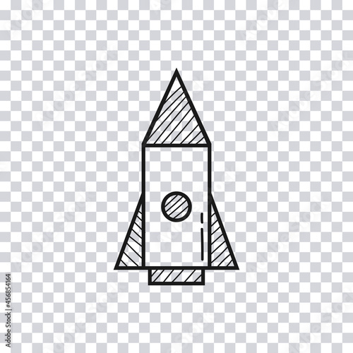 Hand drawn Rocket isolated on transparent background. Sketch. Vector illustration.