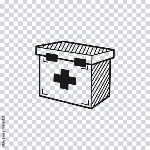 Hand drawn First Aid Kit isolated on transparent background. Vector illustration.