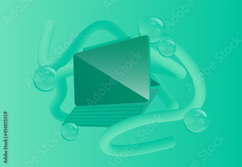 monochrome tablet vector illustration with abstract shapes  