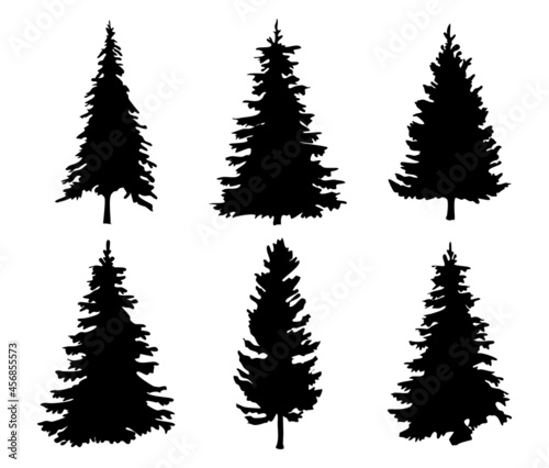 trees silhouettes set. Vector illustration