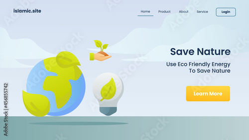 save nature use clean energy to save nature for website template landing homepage flat isolated background