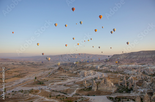 Balloon in the sky with people in Cappadocia