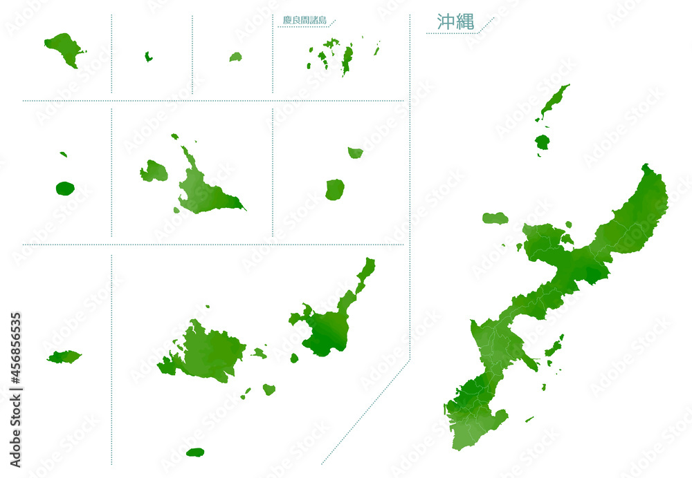 Fototapeta premium 水彩風の地図 沖縄県