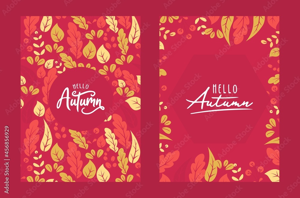 Naklejka premium autumn with beautiful leaves. background, banner template, poster or card.