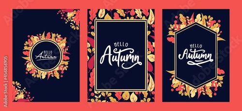 autumn with beautiful leaves. background, banner template, poster or card.
