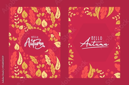 autumn with beautiful leaves. background, banner template, poster or card.