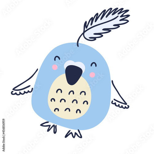 Hand drawn flying parakeet vector illustration. Design for T-shirt, textile and prints. 

