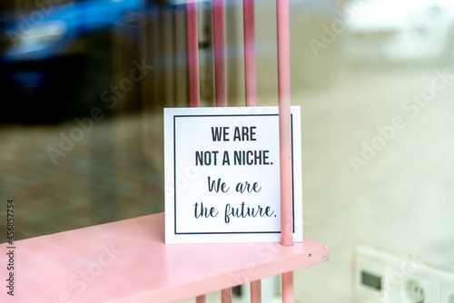 Motto in shop window