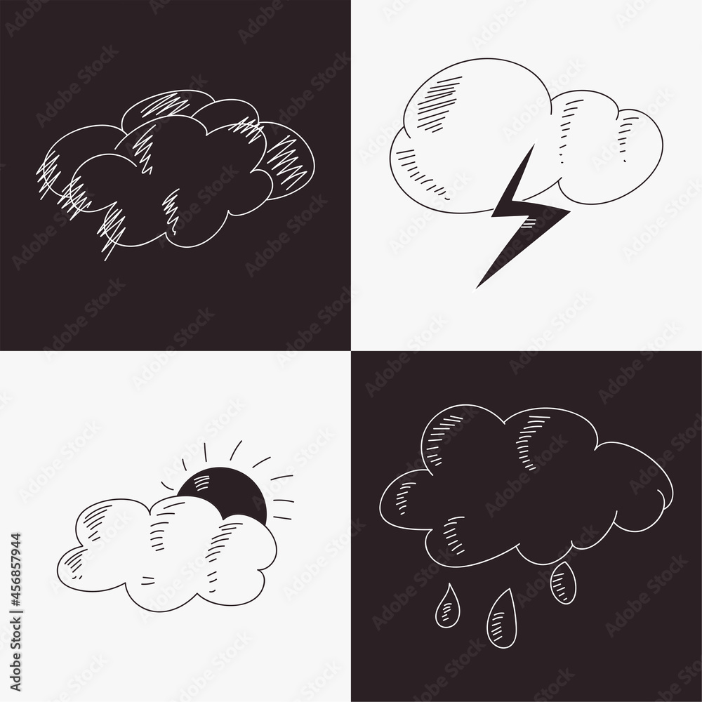 clouds sketch drawing vector illustration set clouds sketch drawing vector illustration set