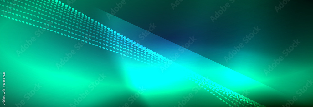 Neon shiny color background with light glowing wave line particles. Wallpaper background, design templates for business or technology presentations, internet posters or web brochure covers Neon shiny color background with light glowing wave line particles. Wallpaper background, design templates for business or technology presentations, internet posters or web brochure covers