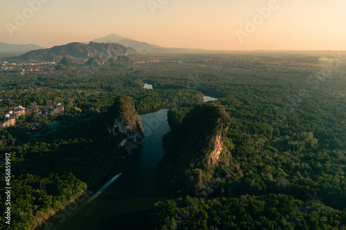 Aerial view  Mountain Khao Khanab Nam krabi  Thailand
