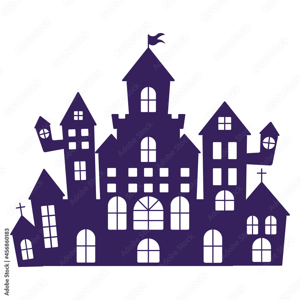Halloween silhouettes of a medieval haunted castle. Halloween silhouettes of a medieval haunted castle.