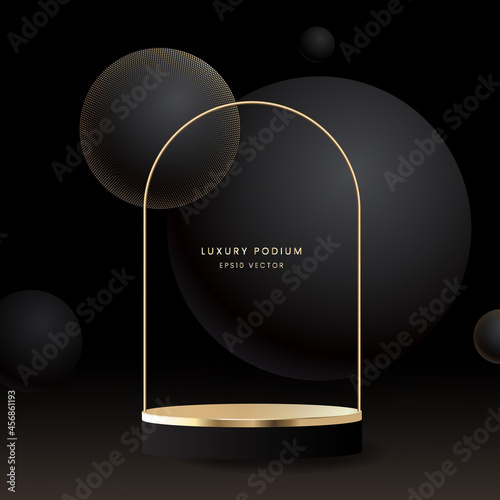 블랙과 골드가 있는 럭셔리 포디움