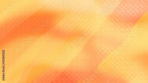 orange background with brush  kaleidoscope grid patern  and dot patern 5 series for background and texture