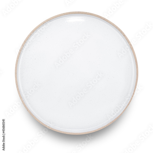 White circle ceramics plate isolated on white background.