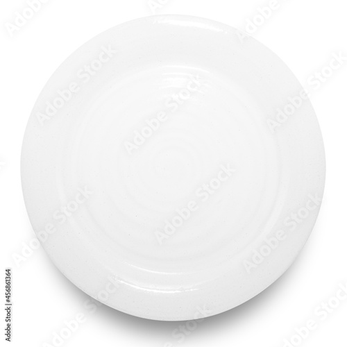 White circle ceramics plate isolated on white background.