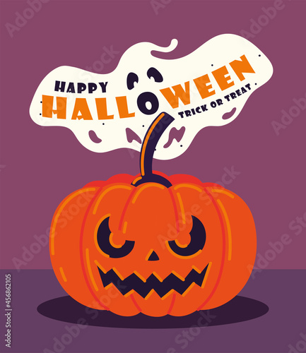 halloween pumpkin and ghost