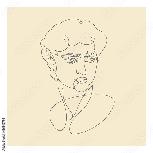 Drawing of David made in one continuous line. Vector illustration.