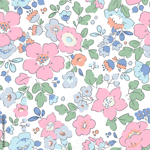 Fototapet Beautiful seamless vector liberty pattern with gentle abstract flowers