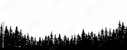 Silhouette of trees. Forest time. Environment background. Nature landscape. Decor art. Vector illustration. Stock image.