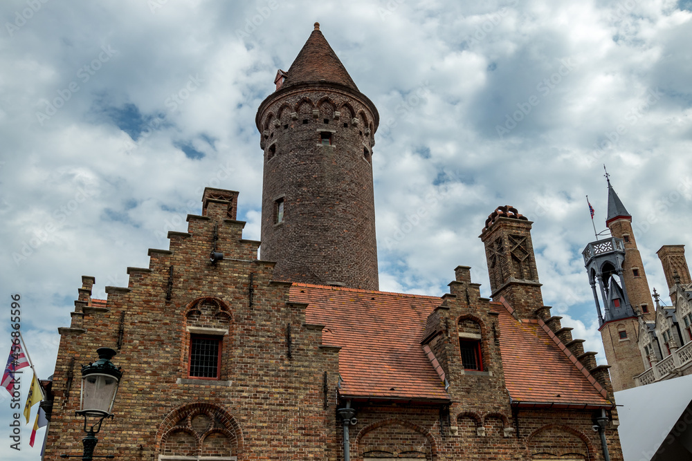 Roof view from the old central part of Bruges, Belgium