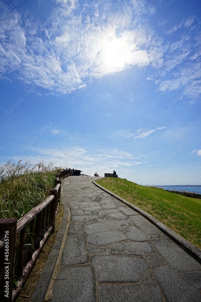 a wonderful view with seaside walkway