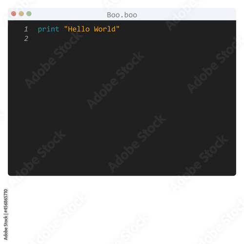 Boo language Hello World program sample in editor window