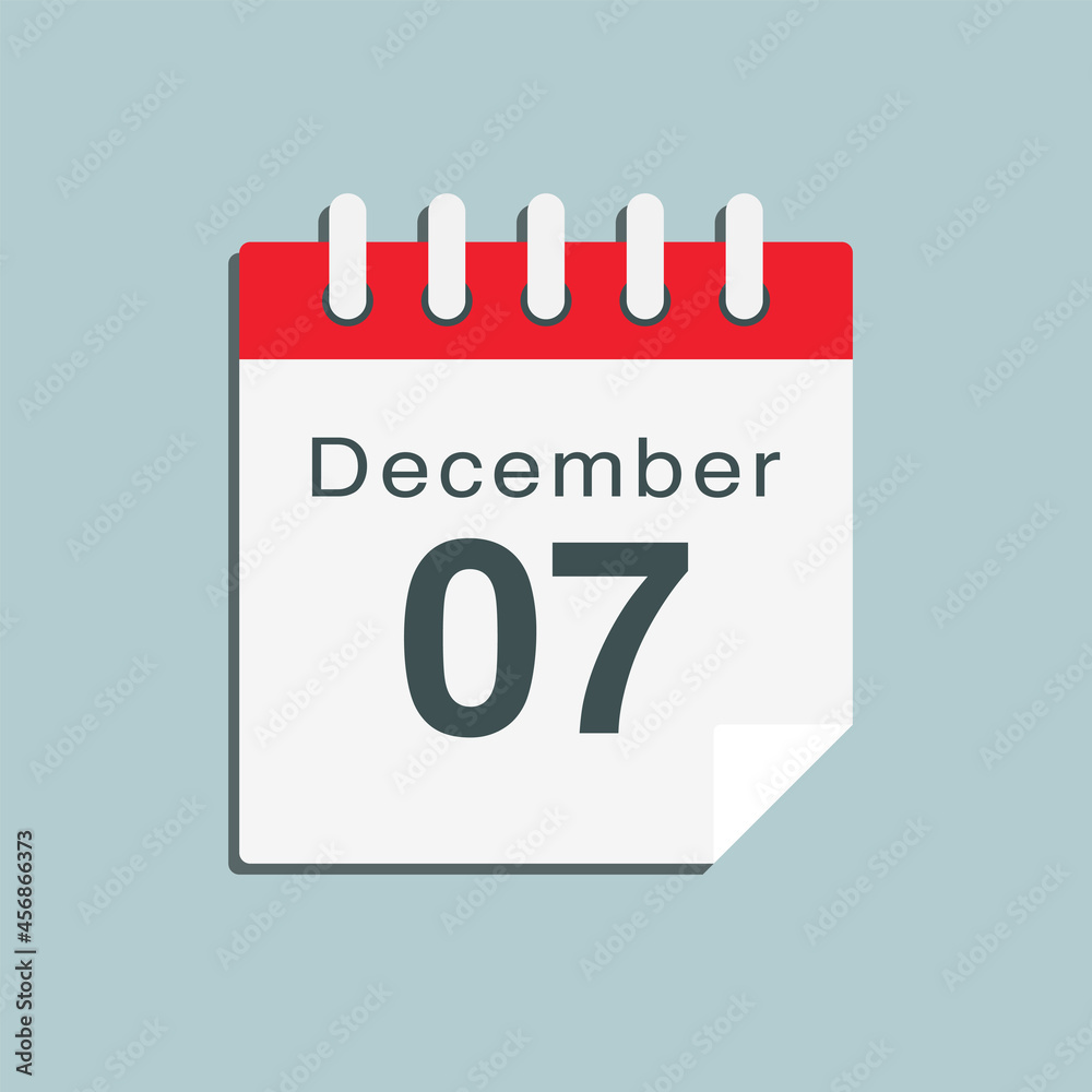 Icon day date 7 December, template calendar page Icon day date 7 December, template calendar page