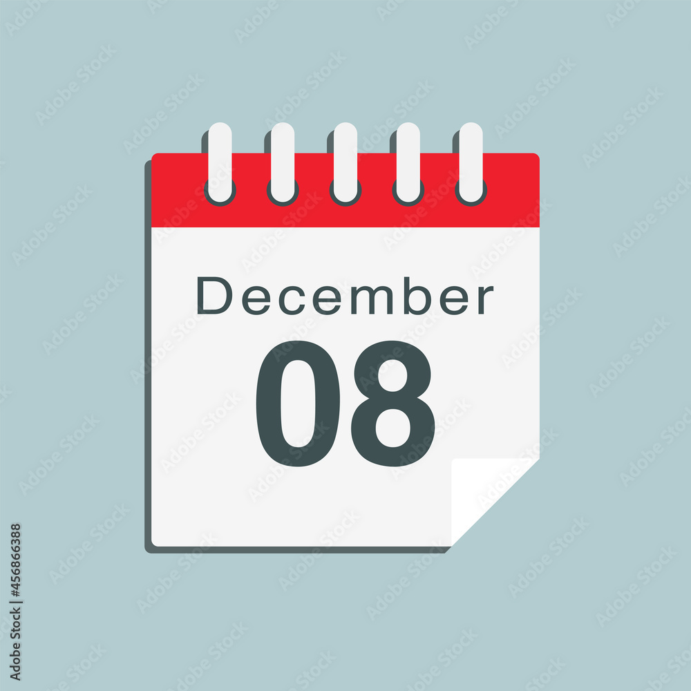 Icon day date 8 December, template calendar page Icon day date 8 December, template calendar page
