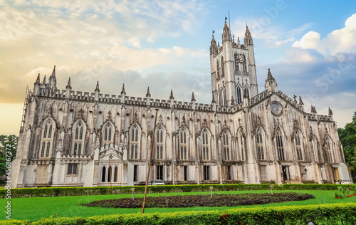Ancient St. Paul's Cathedral church built in 1847 in gothic colonial architecture style at Kolkata, India
