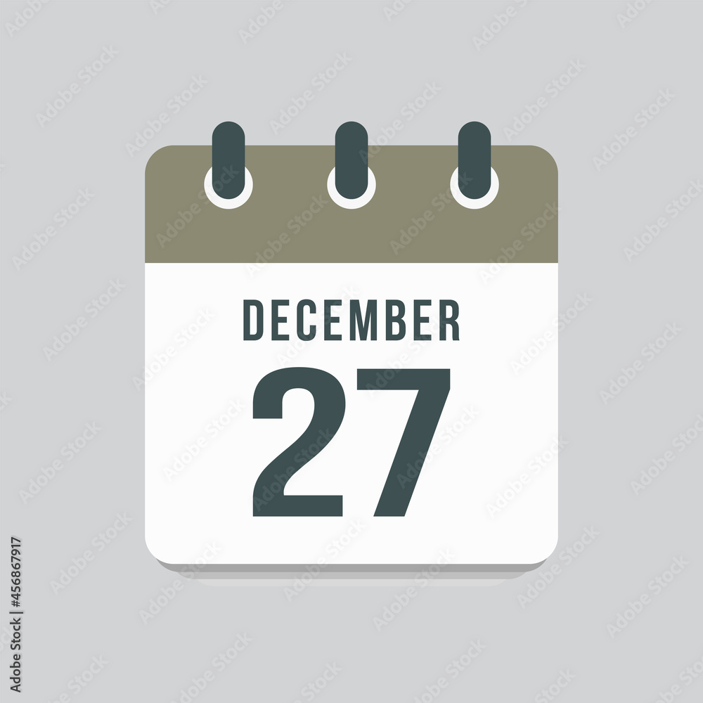 Icon day date 27 December, template calendar page Icon day date 27 December, template calendar page