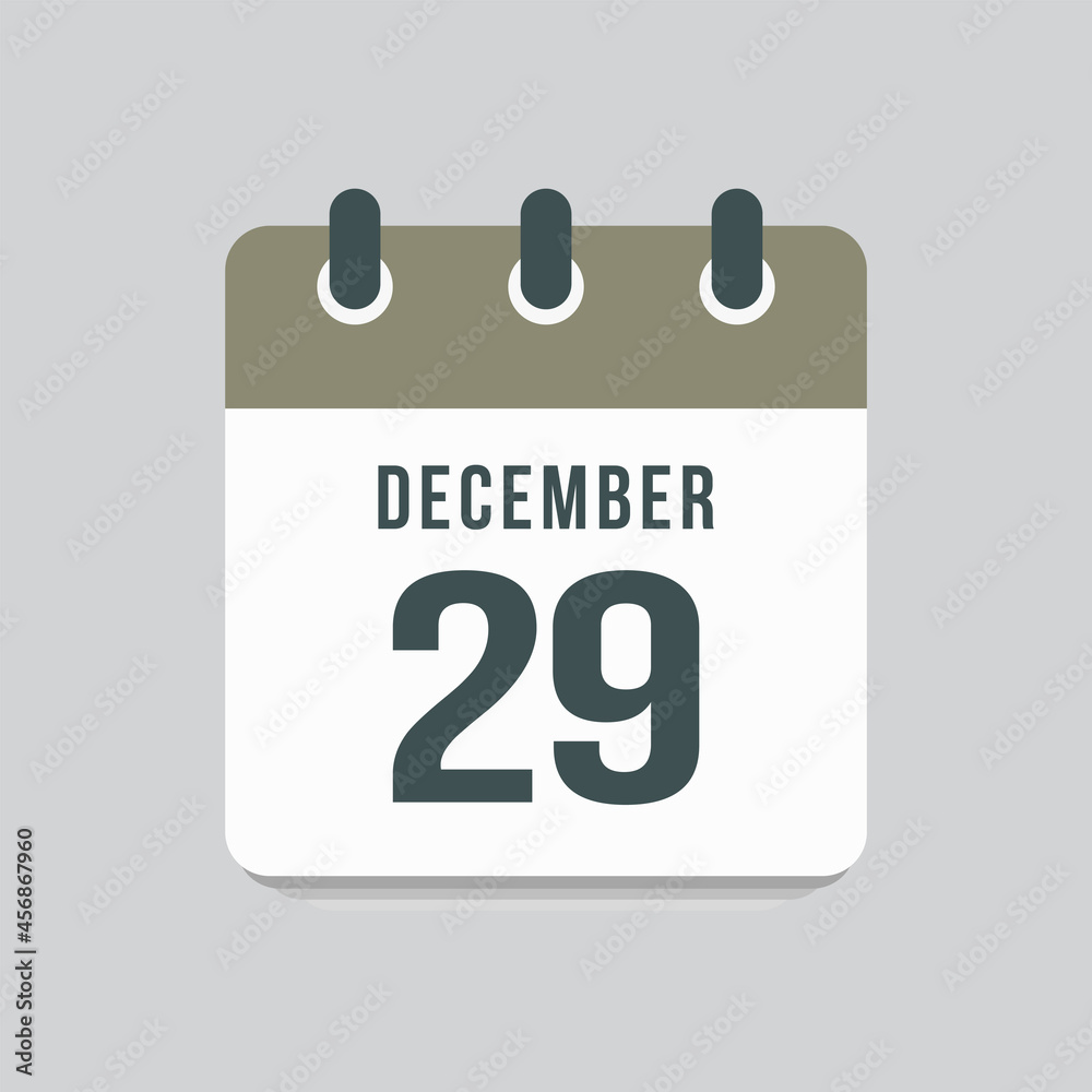 Icon day date 29 December, template calendar page Icon day date 29 December, template calendar page