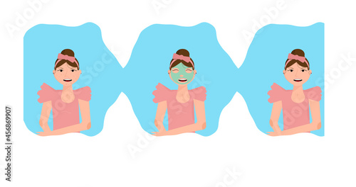 A young girl is using a cosmetic face mask.Teenage Skin Pimples and Acne.