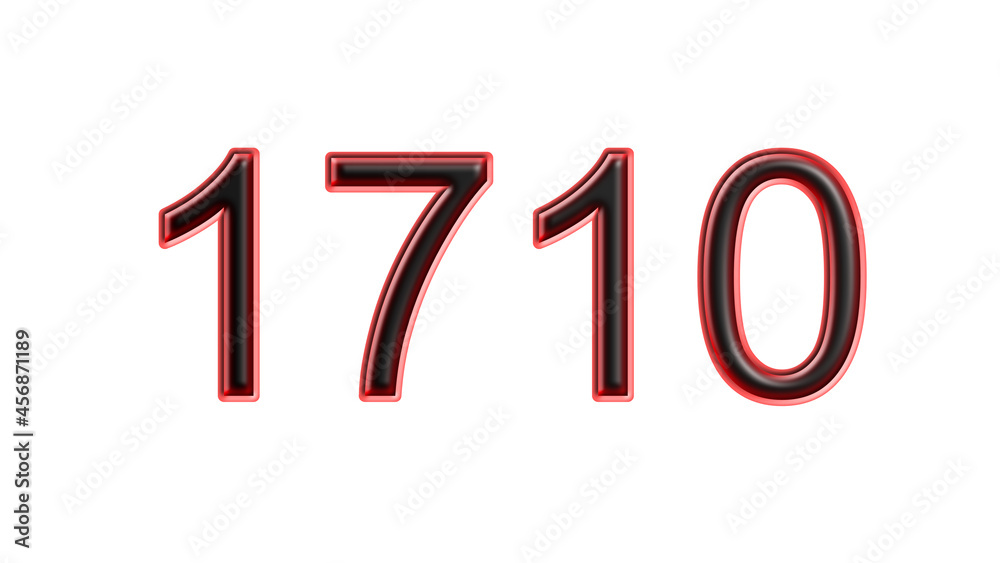 red 1710 number 3d effect white background red 1710 number 3d effect white background