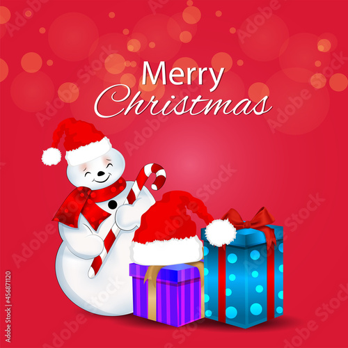 Vector illustration of merry christmas invitation greeting card with creative gifts snowballs