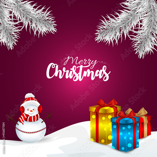 Merry christmas vector illustration of gifts and snowballs