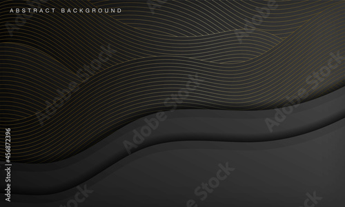 Black golden curve line luxury background. Elegant concept design.