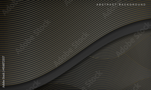 Black golden curve line luxury background. Elegant concept design.