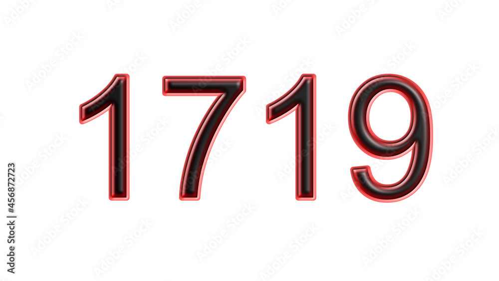 red 1719 number 3d effect white background red 1719 number 3d effect white background